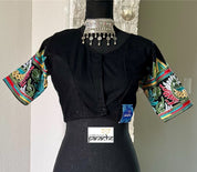 Designer Blouse - Black Kantha Stitch