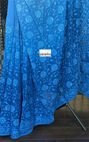 Designer Geogette Chikankari - Blue shaded