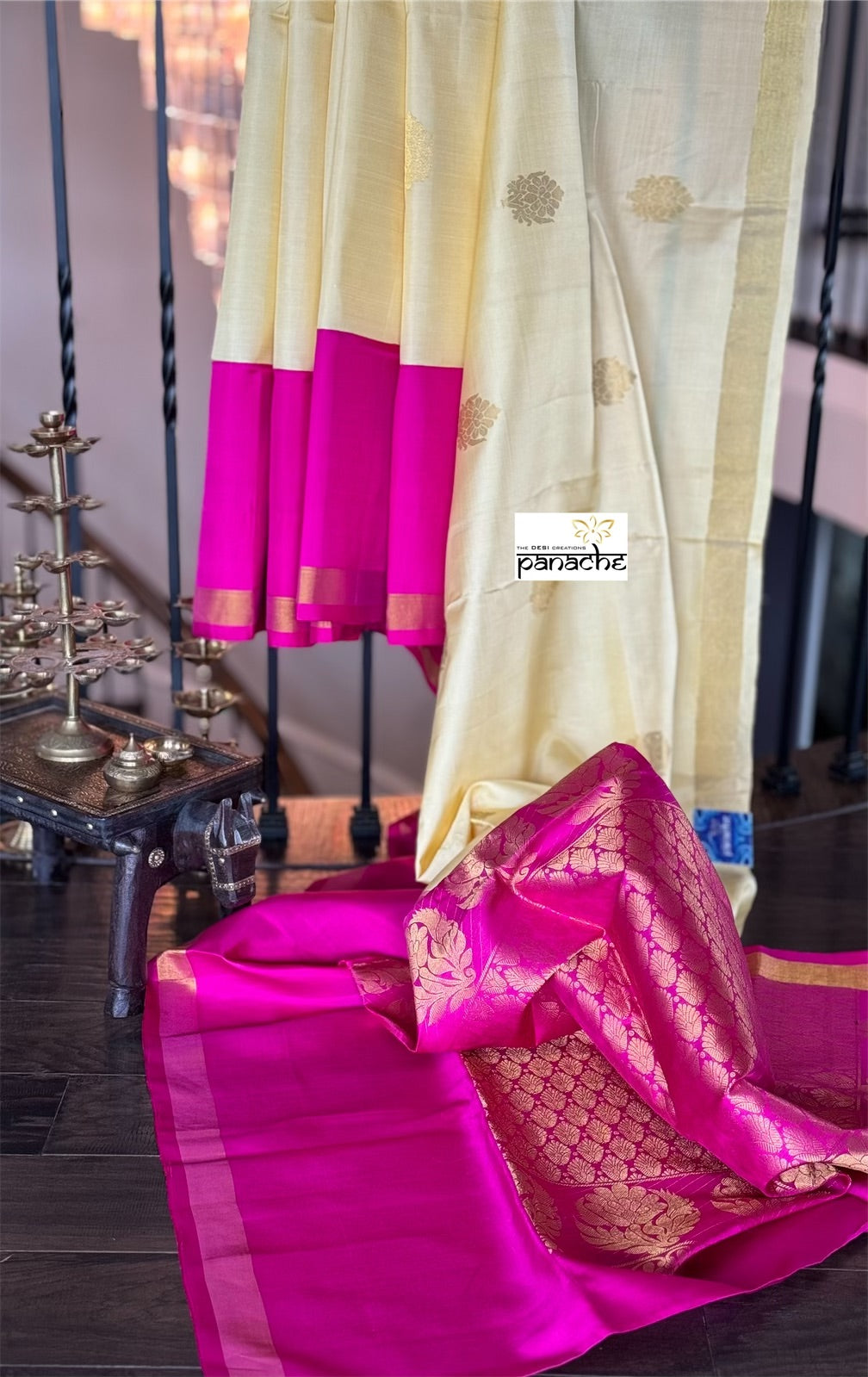 Silk Kanjivaram - Butter Yellow Magenta