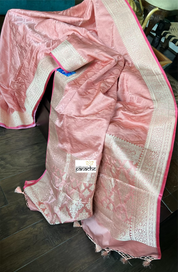 Pure Silk Mashru Banarasi- Dusty Pink