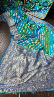 Khaddi Georgette Banarasi - Firozi Blue Green Multi color Rangkat