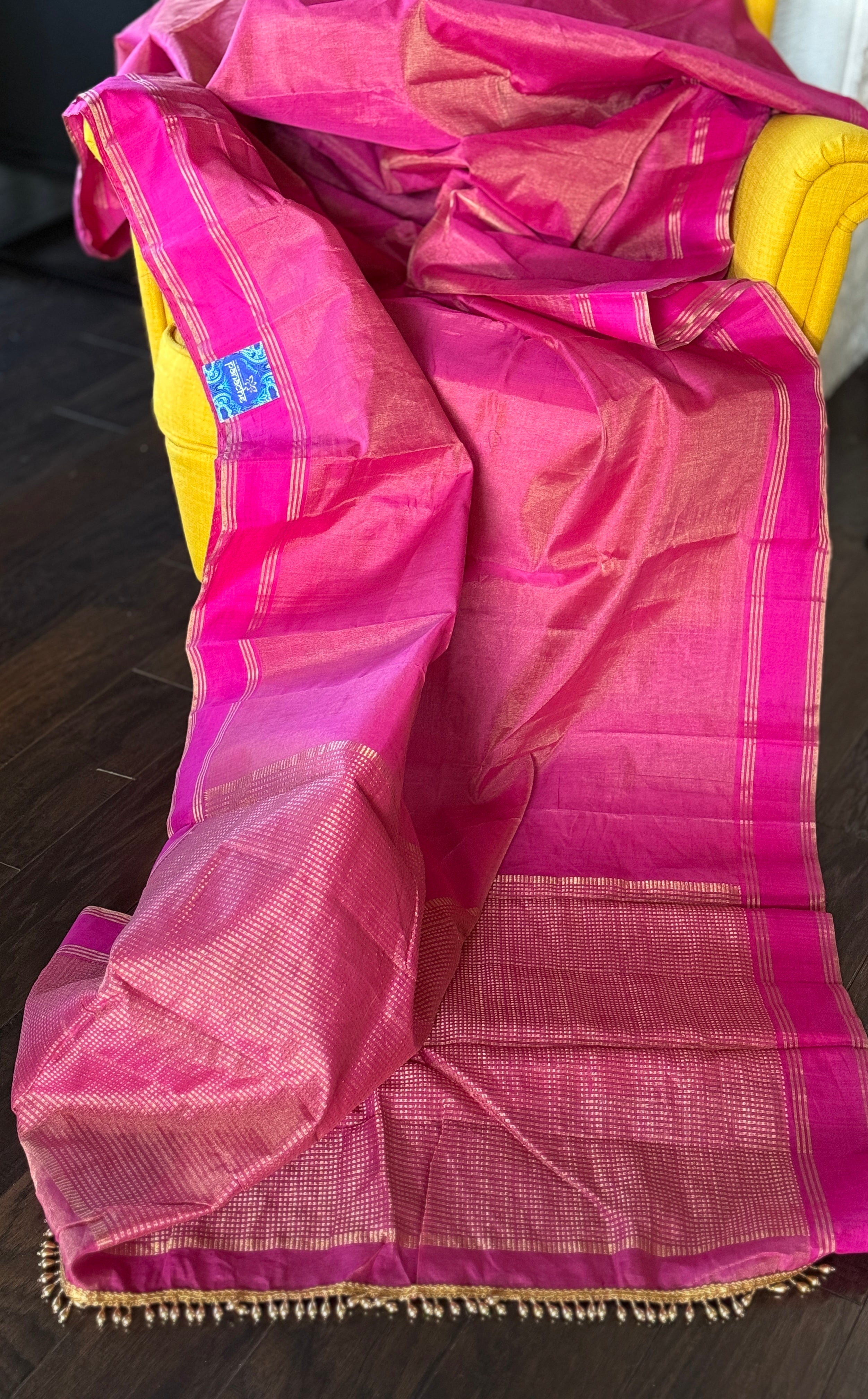 Chanderi Silk Cotton Tissue - Pink Magenta Woven