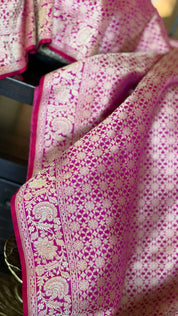 Pure Silk Brocade Banarasi- Pink