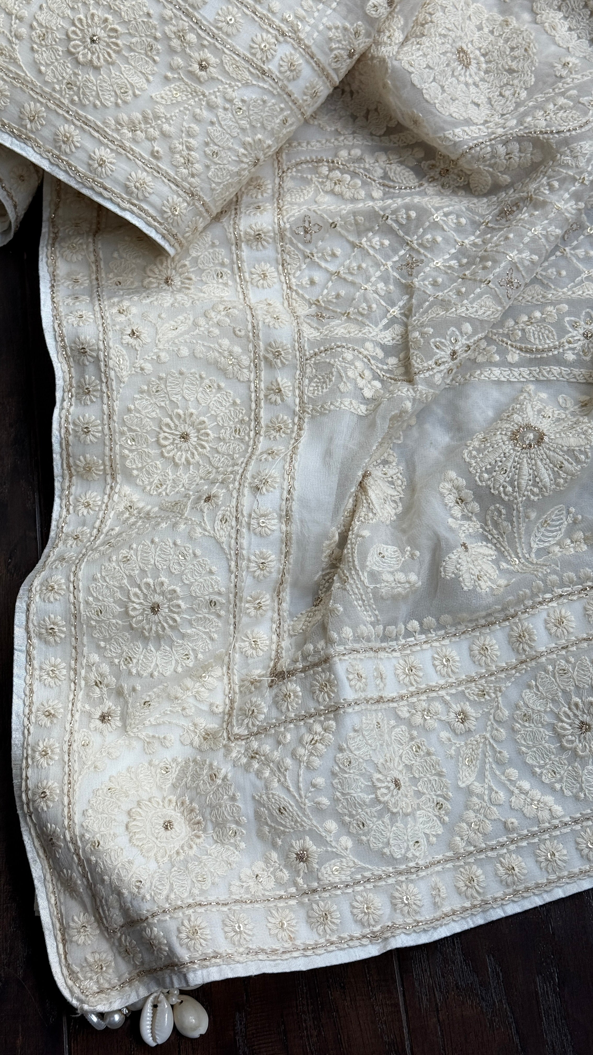 Designer Pure Georgette Chikankari - Ivory