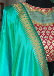 Katan Silk Banarasi - Sea Green Paithani Khadwa Woven