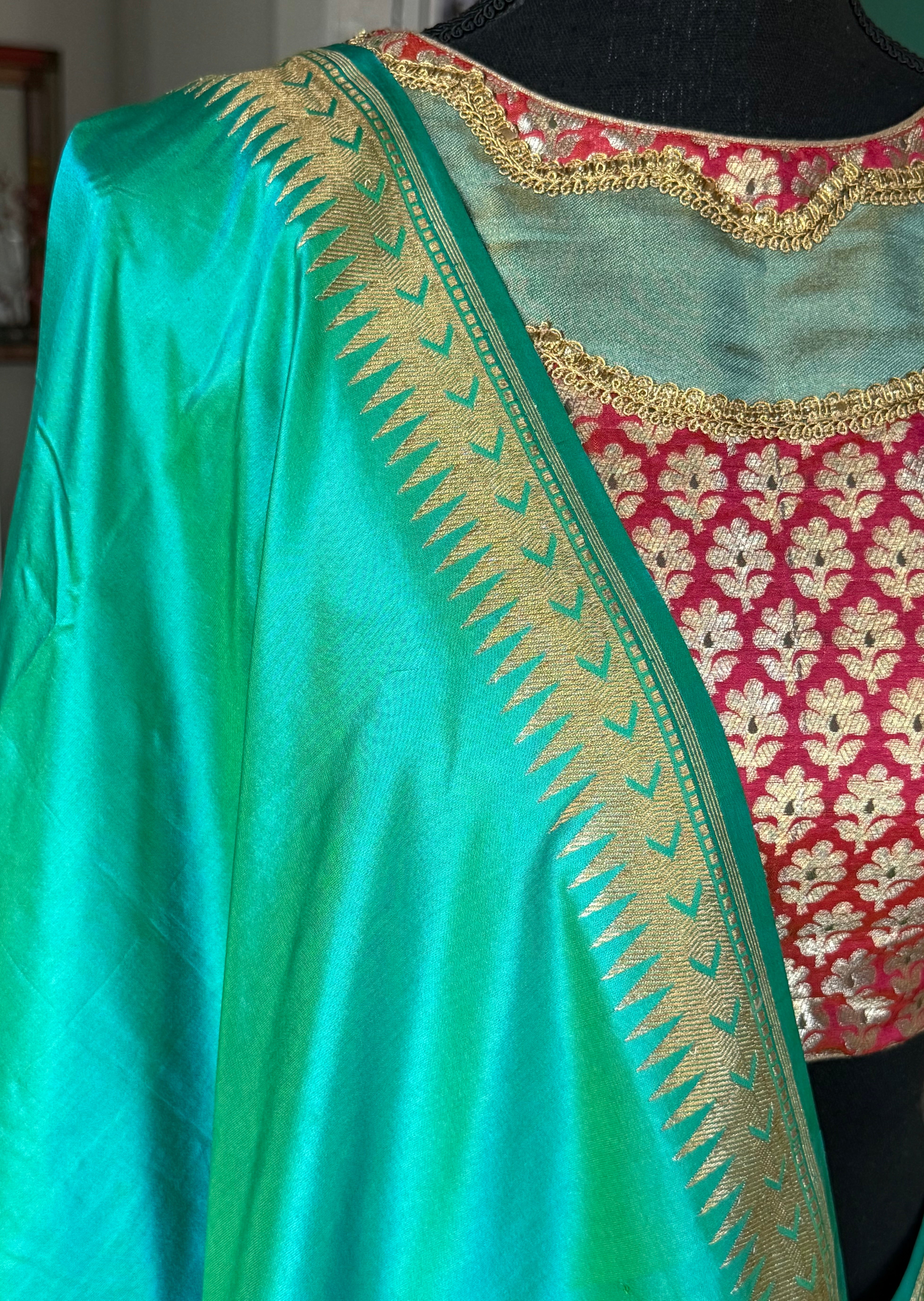 Katan Silk Banarasi - Sea Green Paithani Khadwa Woven