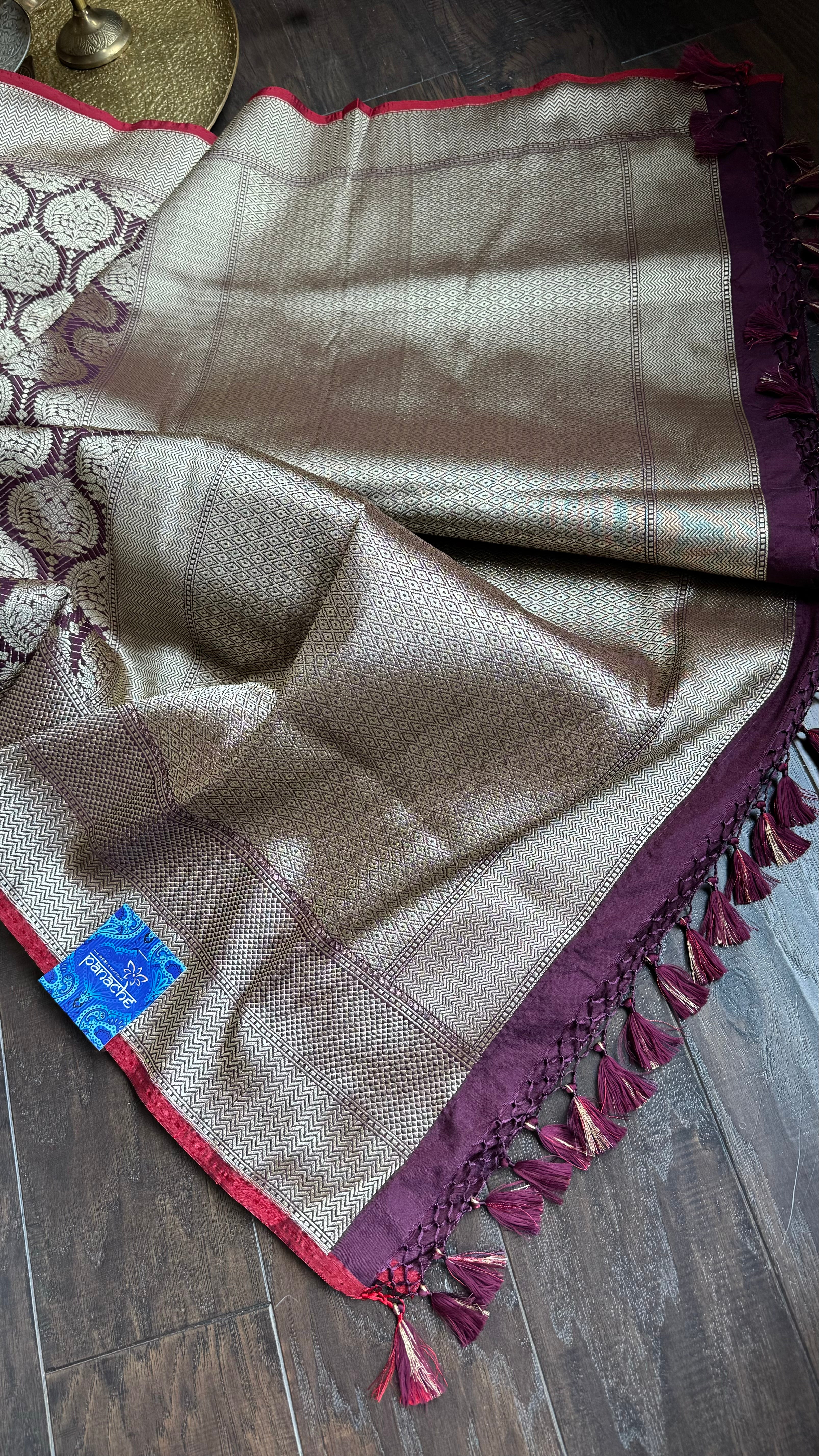 Soft Silk Banarasi - Wine Maroon Brocade