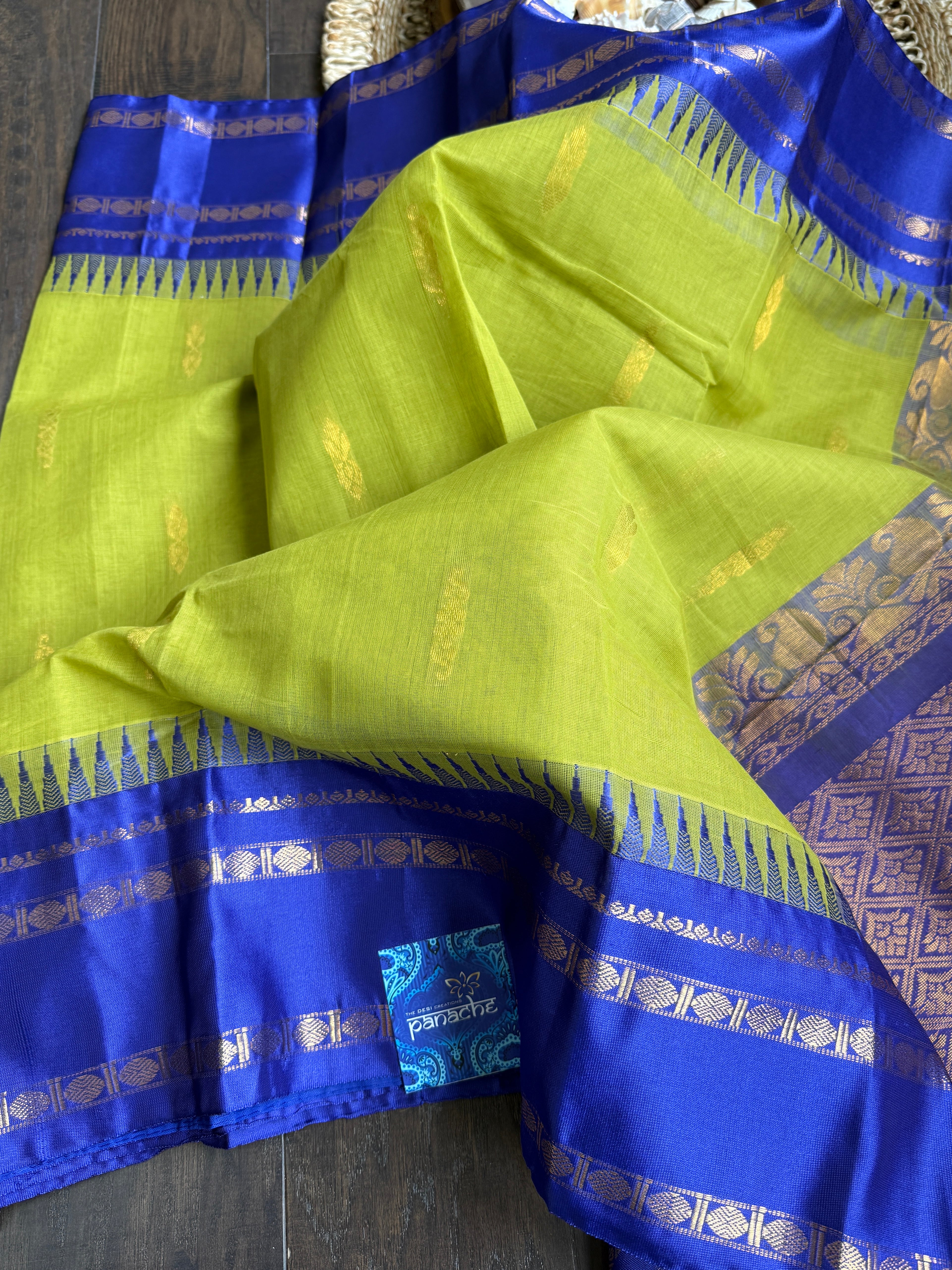 Cotton Gadwal - Henna Green Blue