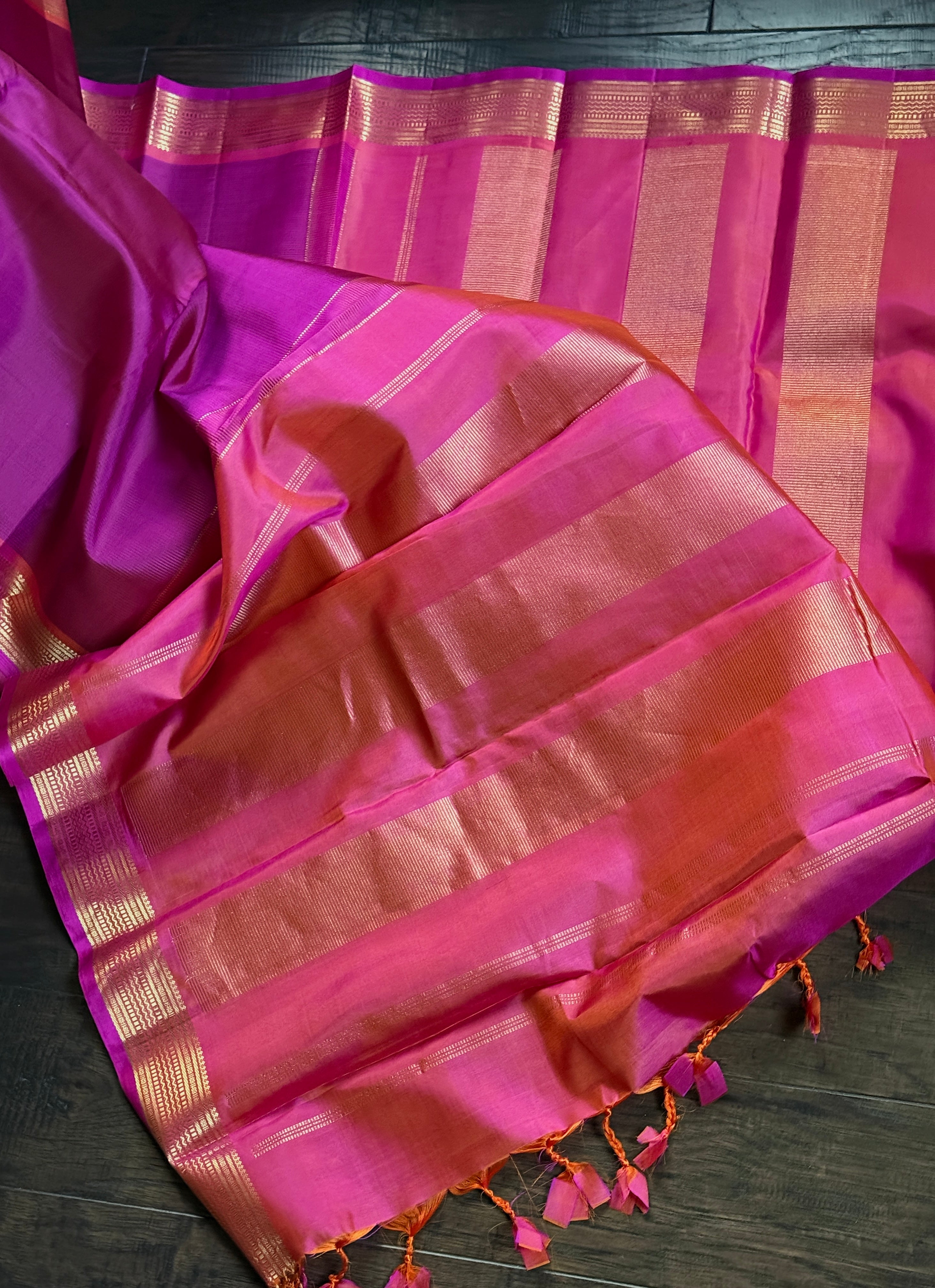Pure Silk Kanjivaram 2 Gm Zari - Magenta Gold Zari