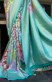 Khaddi Georgette Banarasi - Sea Green Multi color Rangkat