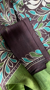 Bishnupur Silk Batik Soru Tuli -  Green Brown