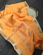 Cotton Silk Kanjivaram - Orange Meenakari