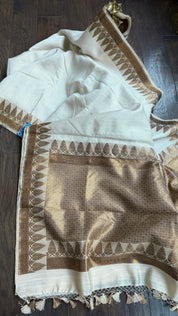 Tussar Silk Banarasi - Ivory Antique Zari
