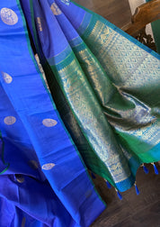 Pure Silk Kanjivaram - Green Blue