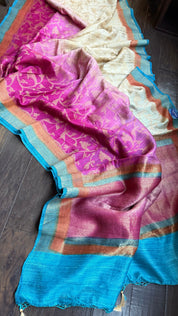 Gicha Tassur Silk Banarasi - Beige Magenta Shaded