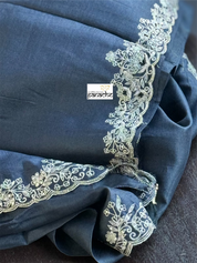 Designer Tussar Silk - Black Hand Embroidered