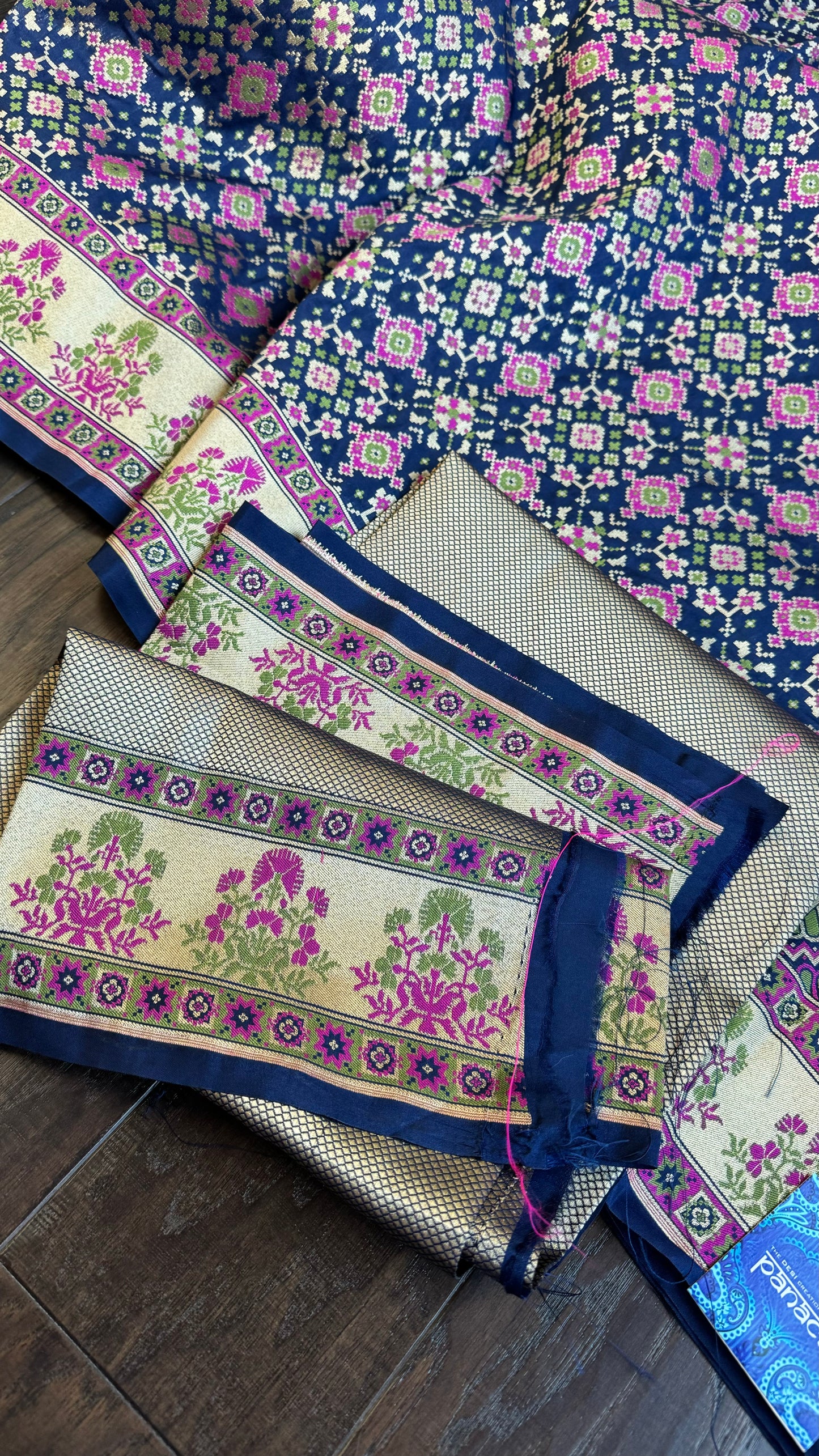 Soft Silk Banarasi - Blue Pink Patola Woven