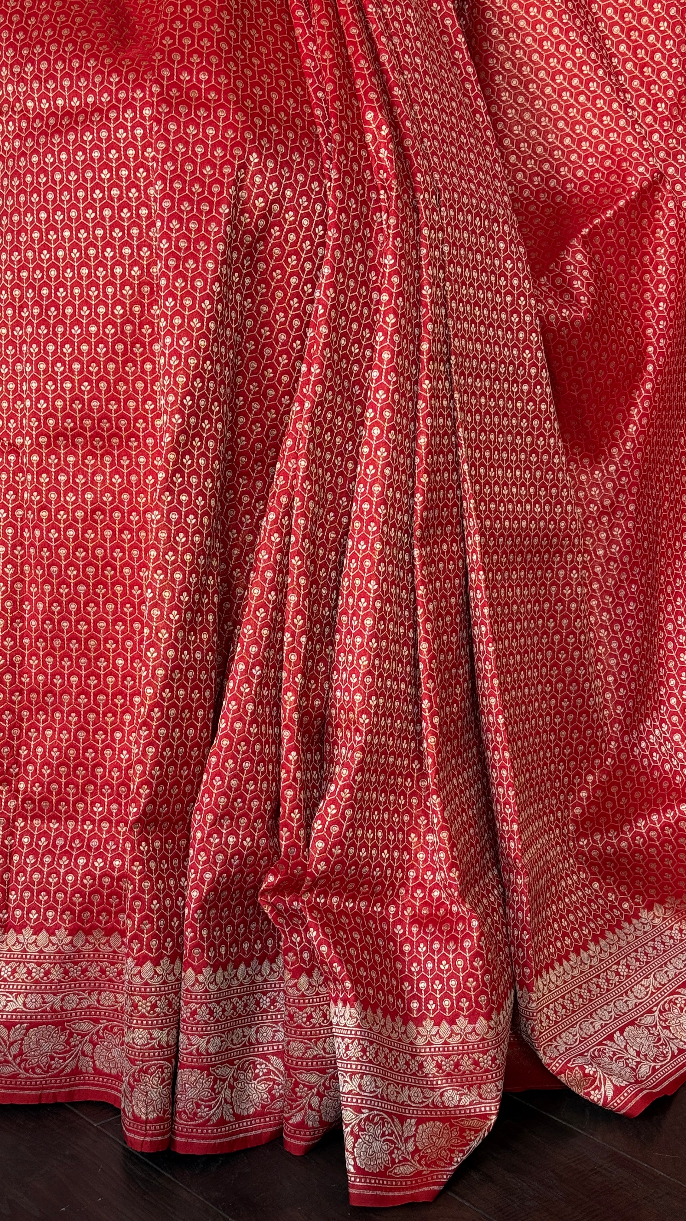 Soft Silk Banaras Saree - Red Zari Woven