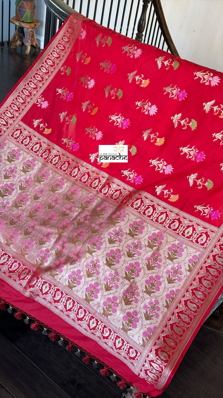 Soft Silk Banarasi - Red Meenakari