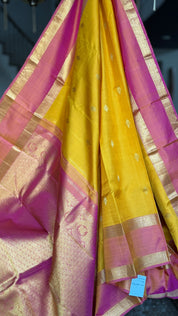 Pure Silk Kanjivaram - Yellow Pink