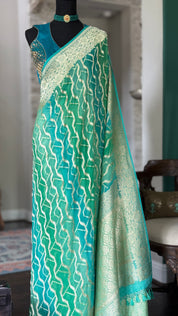 Khaddi Georgette Shaded Banarasi - Sea Green Mint