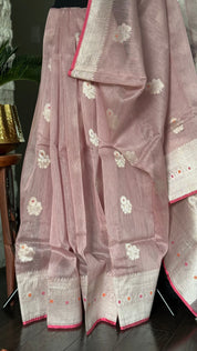 Linen Silk Banarasi - Thulian Pink