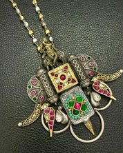 Pure Silver Necklace - Krishna Pendant Dual Tone