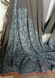 Designer Pure Georgette Chikankari - Black