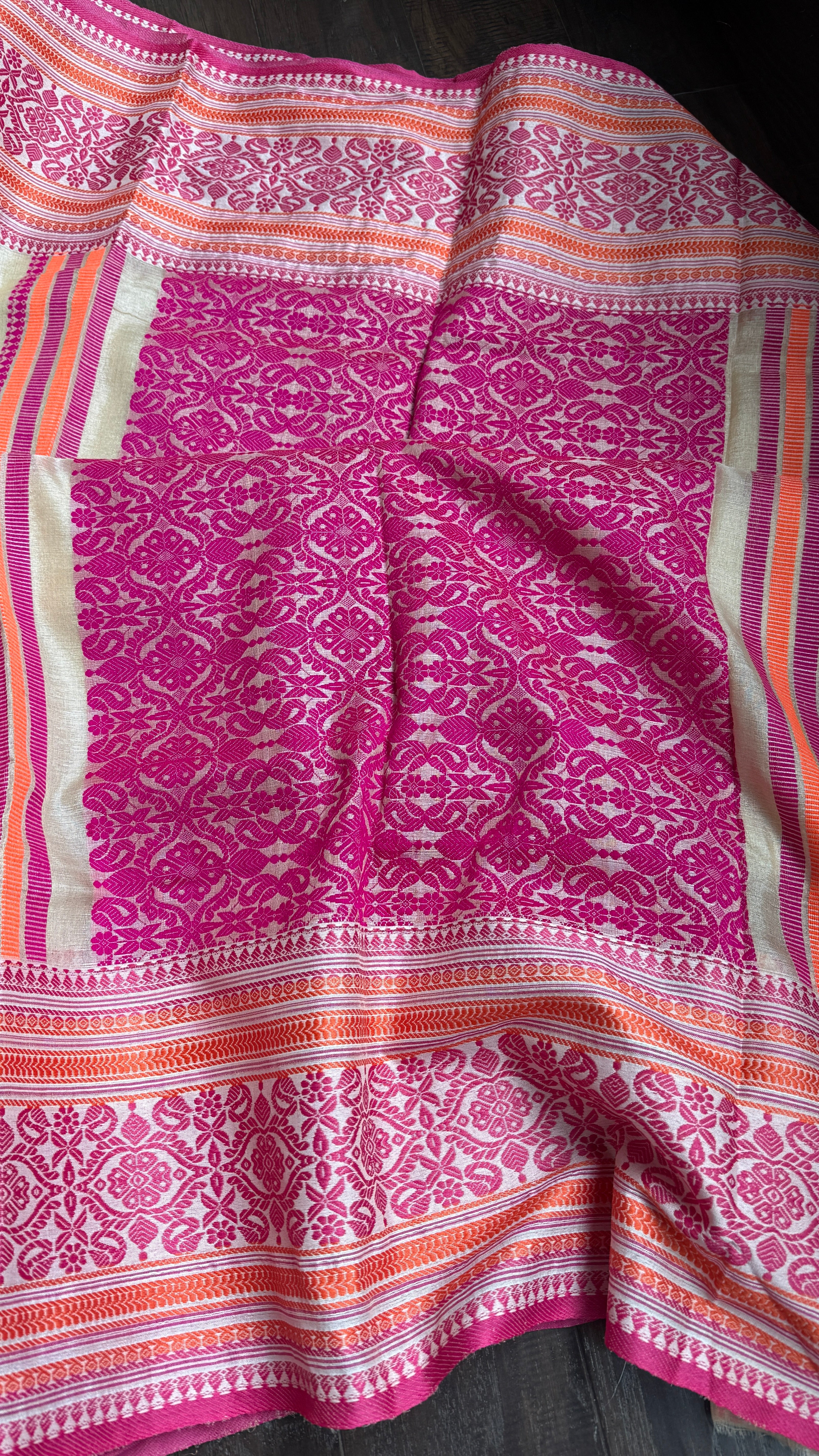 Pure Gachi Tussar Silk - Cream Pink