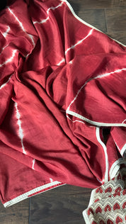 Designer Cotton Silk Shibori - Rust Red