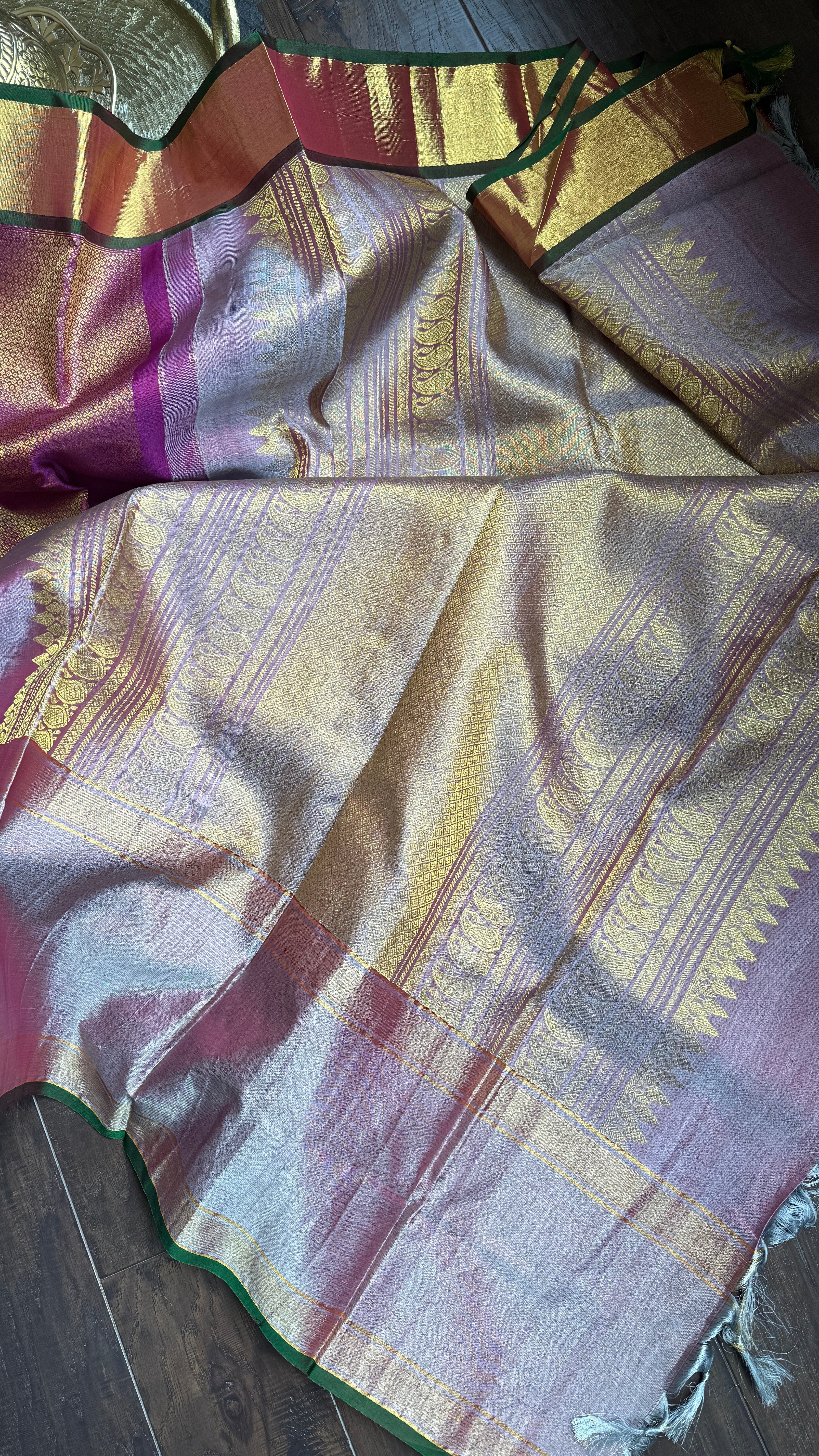 Pure Brocade Kanjivaram - Purple Golden 2g Zari