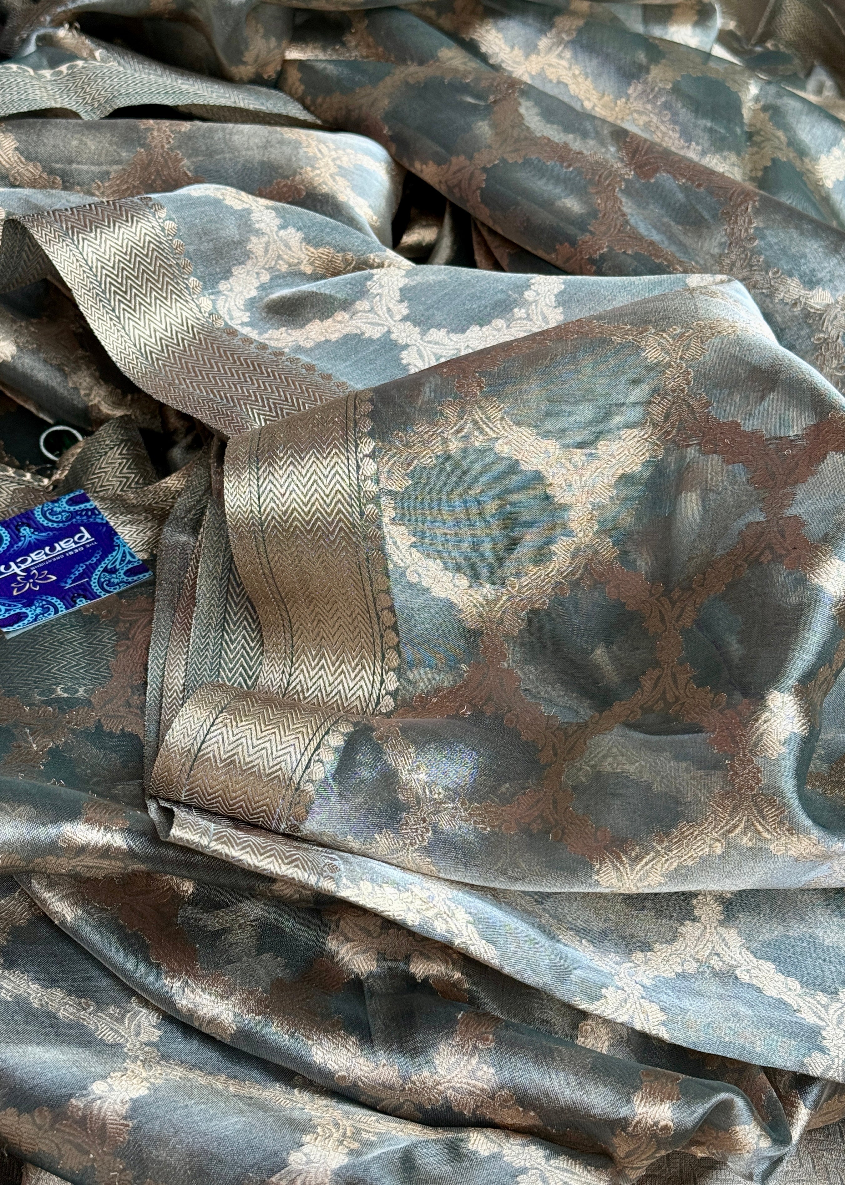 Pure Tissue by Tissue Silk Jaal Banarasi - Greenish Grey Kadhua