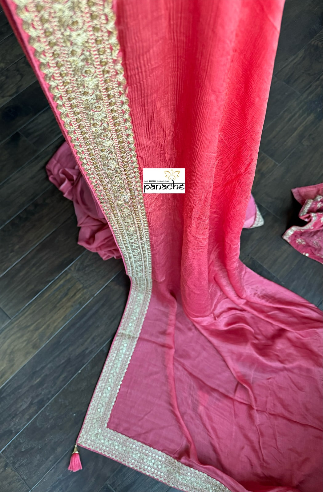Designer Saree Blouse Pair - Pink Chiffon