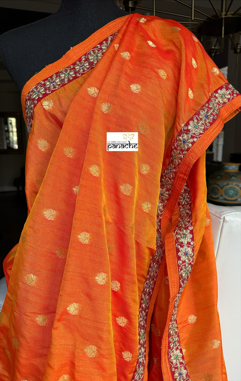 Designer Saree - Soft Silk Benarasi Orange