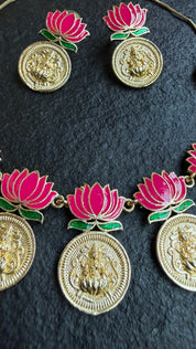 German Silver Lakshmi Set - Gold Lotus