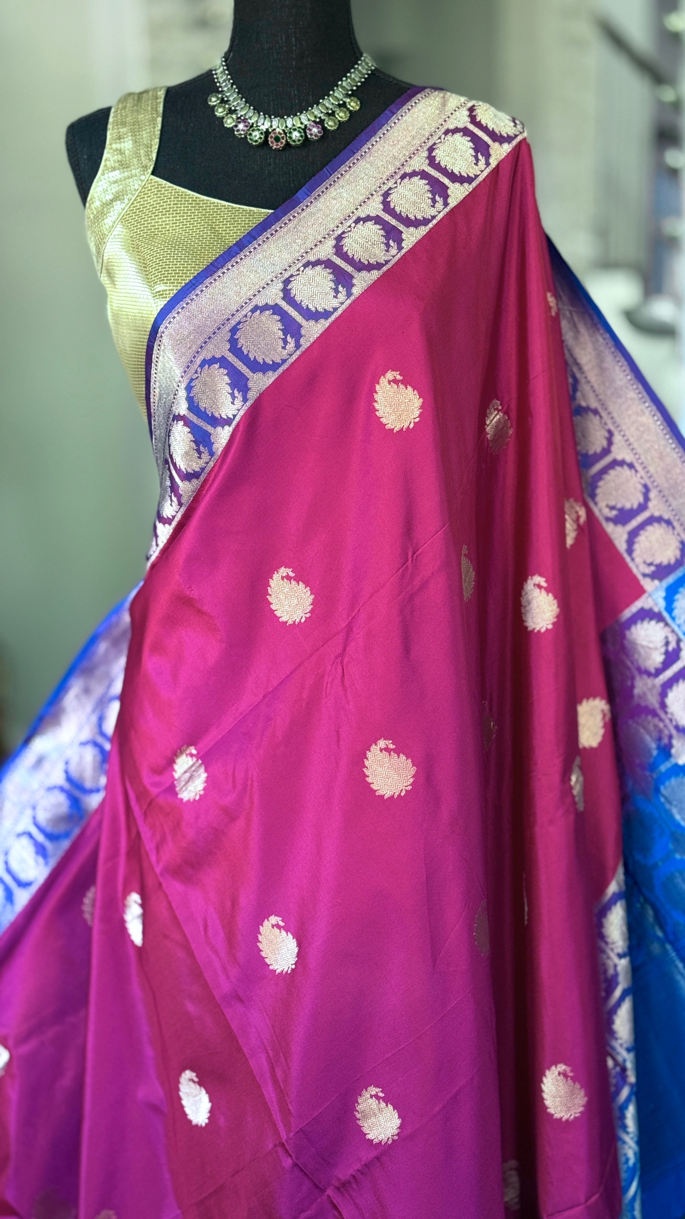 Pure Katan Silk Banarasi - Magenta Pink