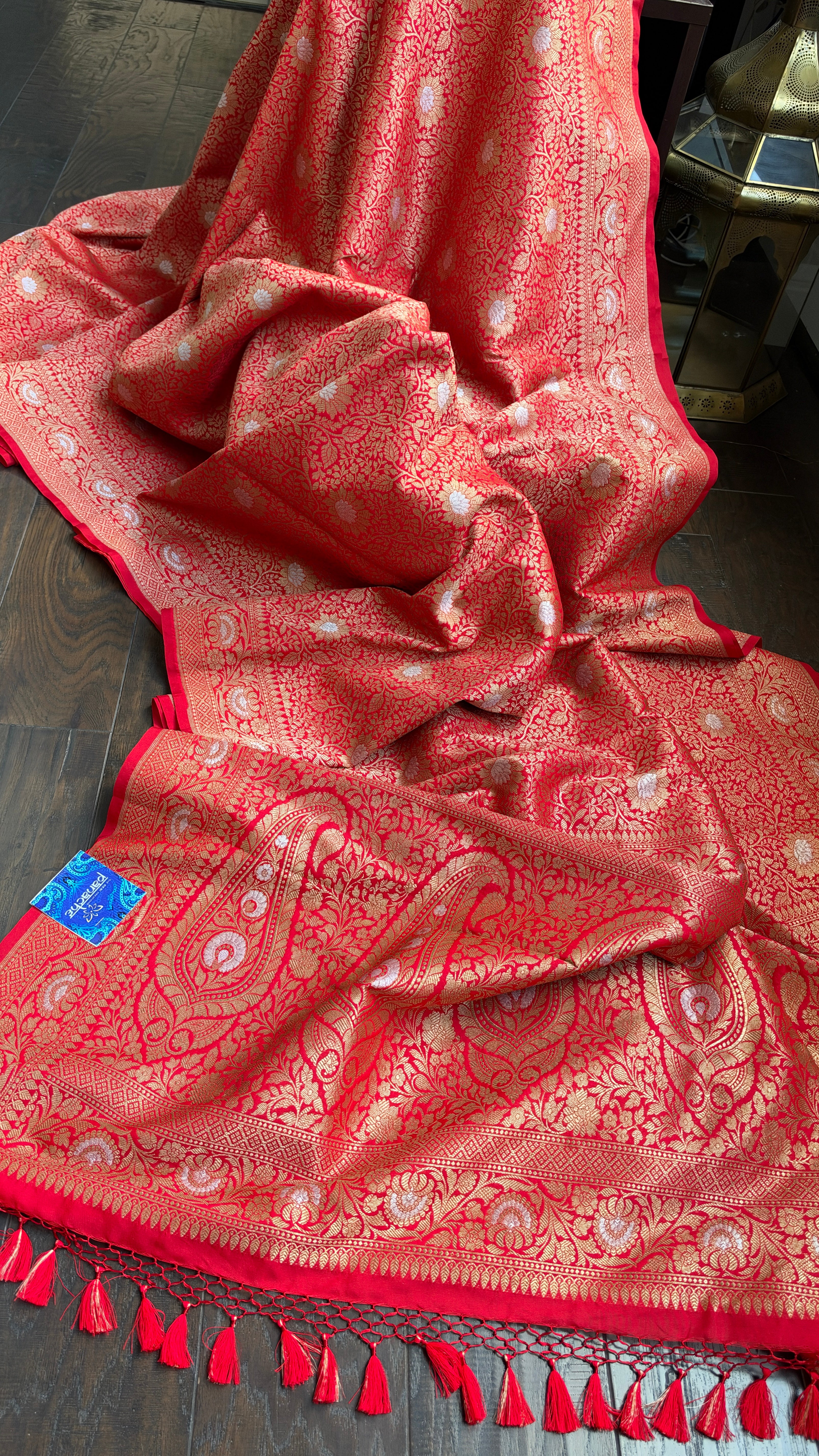 Soft Silk Brocade Banarasi - Red Sona Rupa Zari