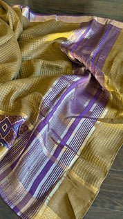 Designer Crepe Silk - Ochre Brown Purple