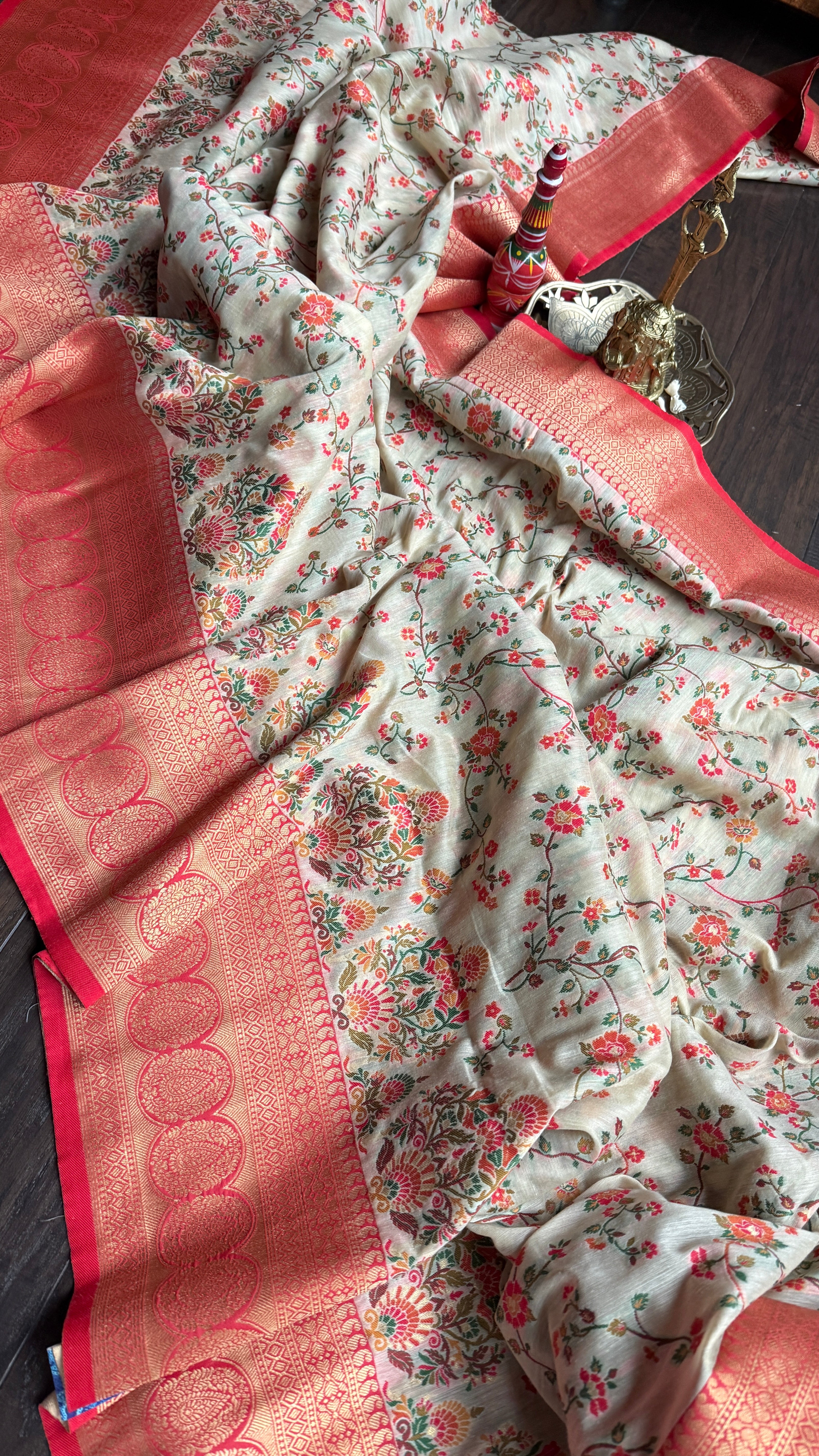 Pashmina Muga Banarasi - Beige