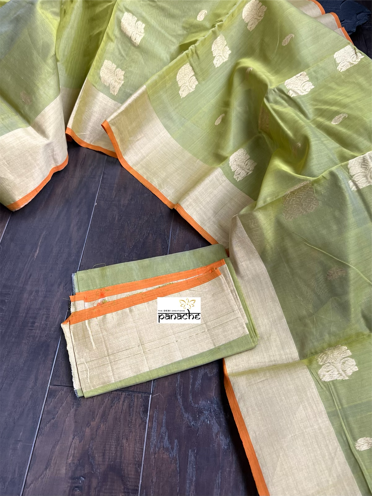 Chanderi Silk Cotton - Pista Green Woven