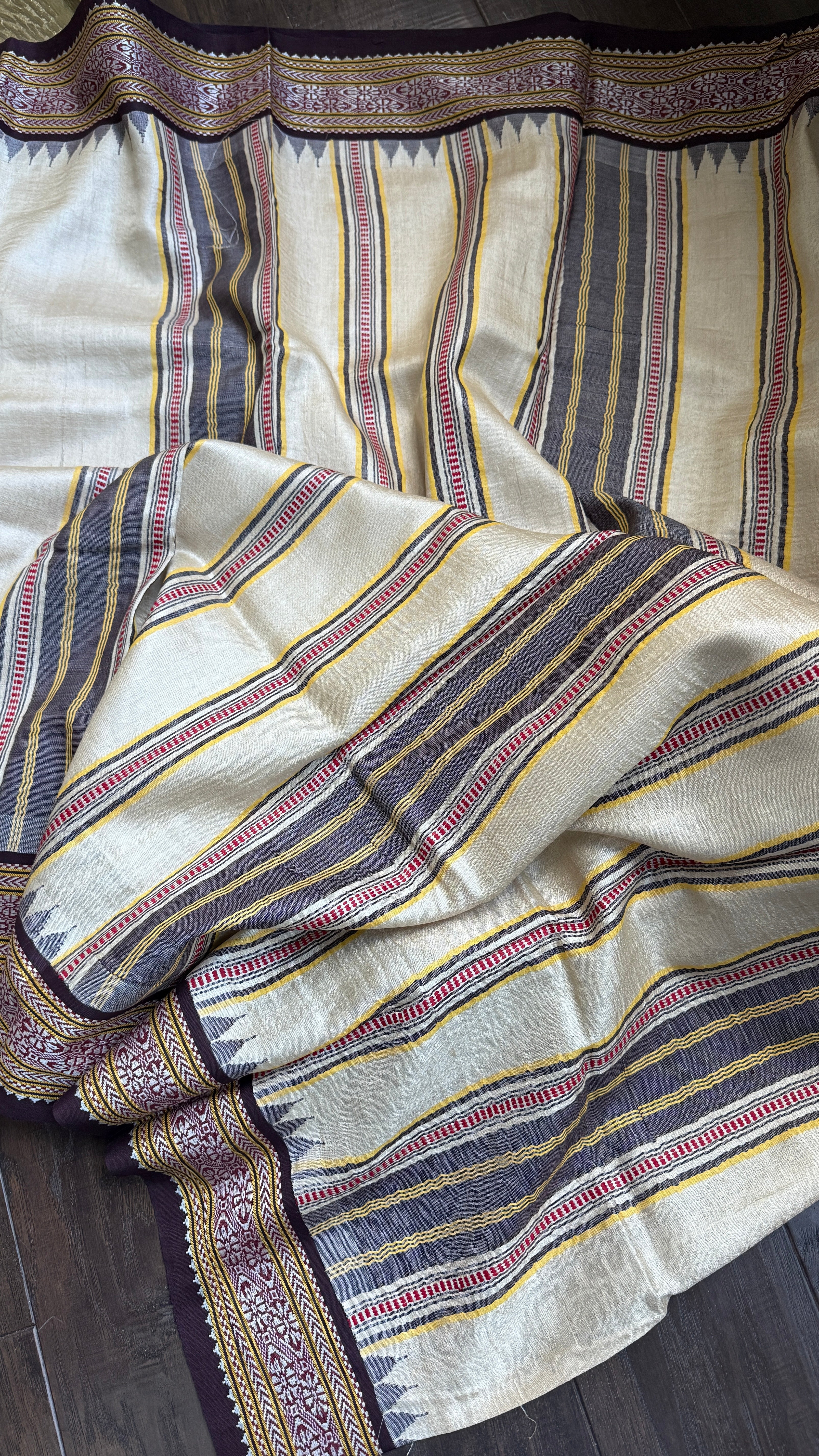 Vidarbha Tussar Silk - Tussar Color Dark Butgundy woven
