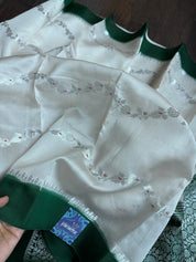Chiniya Silk Leheriya Banarasi - Off White Green Woven