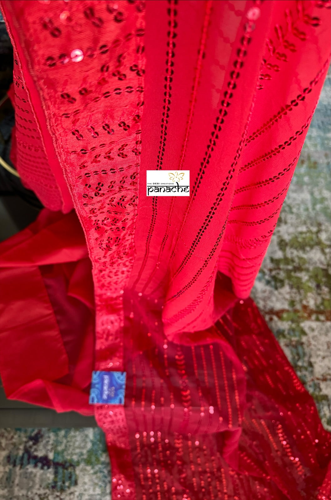 Designer Georgette Saree - Red Sequin