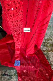 Designer Georgette Saree - Red Sequin