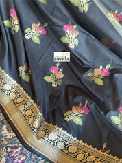 Soft Silk Banarasi - Black Meenakari