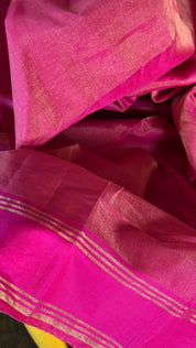Chanderi Silk Cotton Tissue - Pink Magenta Woven