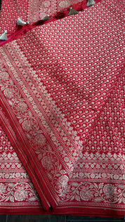 Soft Silk Banaras Saree - Red Zari Woven