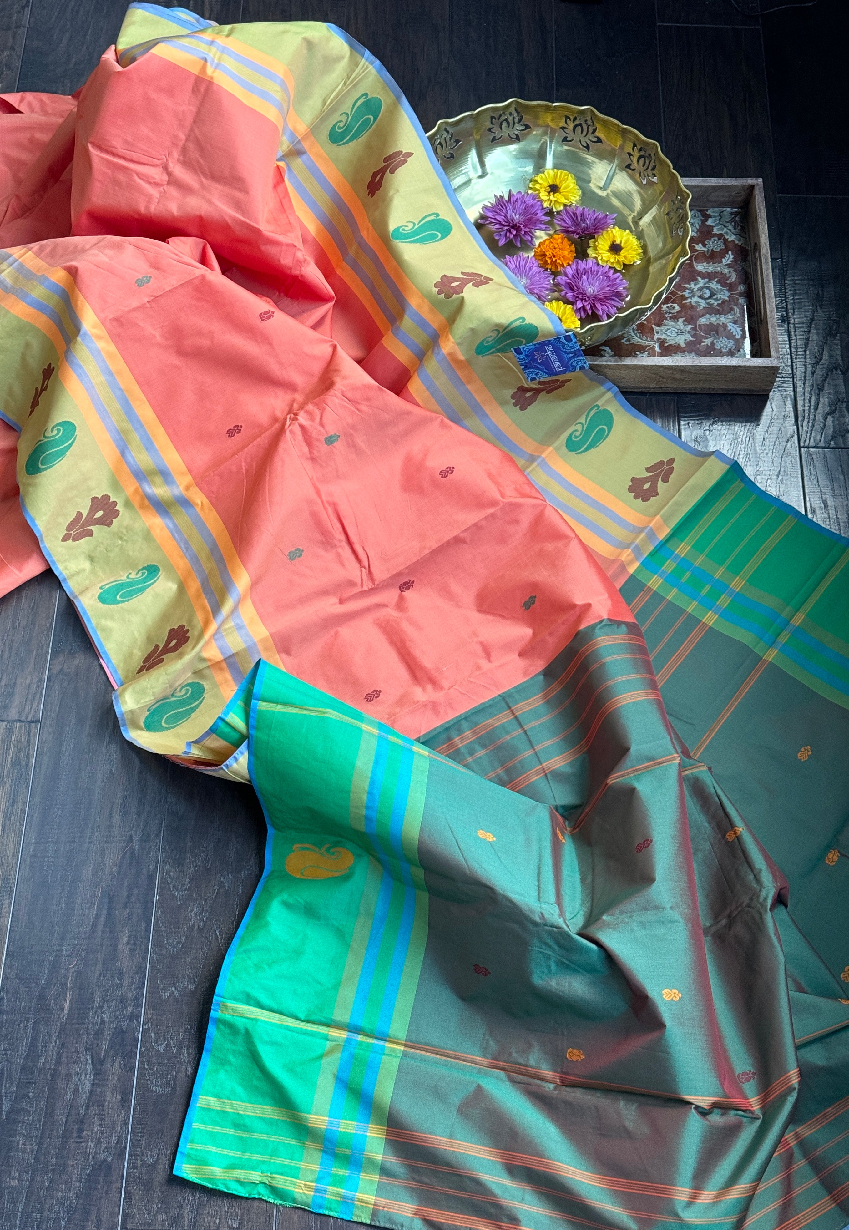 Soft Silk Kanjivaram - Orange Green