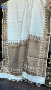 Tussar Silk Banarasi - Ivory Antique Zari