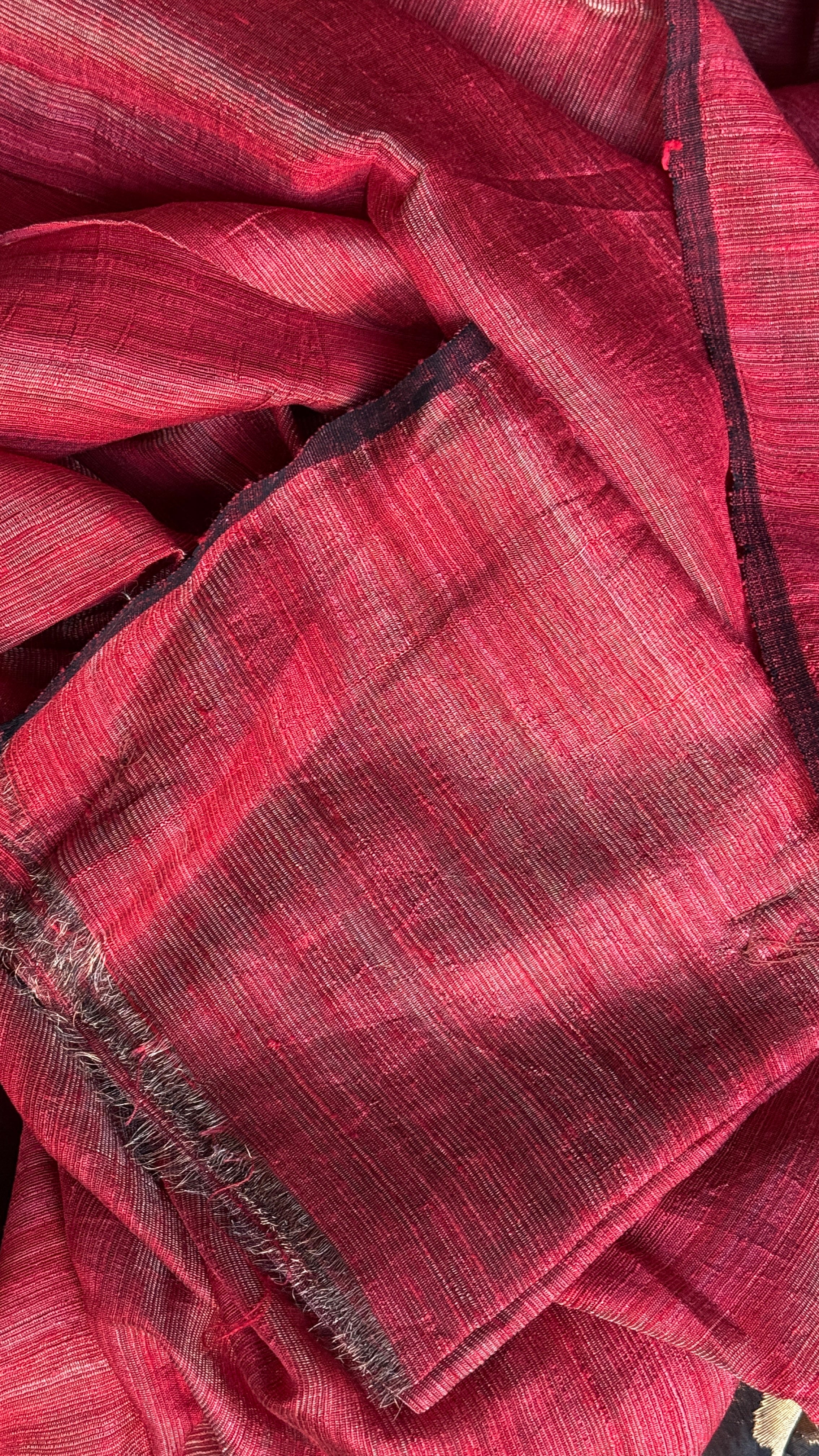 Pure Matka Silk - Red Muslin Jamdaani Palla